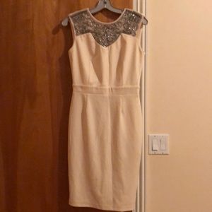 Midi ivory dress with rhinestones